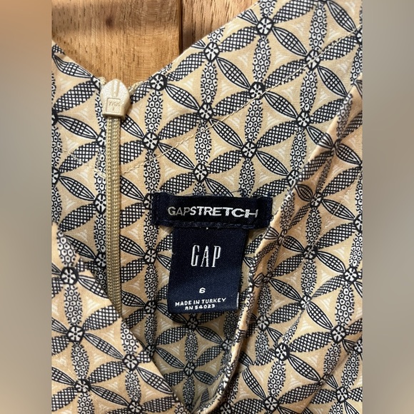 GAP Tan Black White Floral Abstract Print Fit Flare Mini Dress - Picture 5 of 5